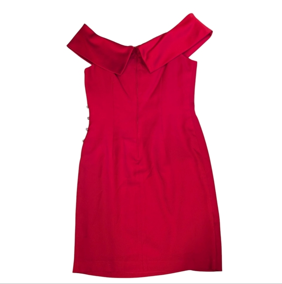 Alex Evenings vintage women's red Off-Shoulder Embelished Cocktail Dress Size 12 - Picture 8 of 10